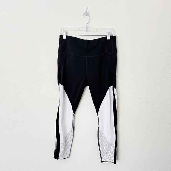 [Athleta] Black Colorblock High Rise Mesh Precision 7/8 Tight Legging Sz Large L - Picture 1 of 10